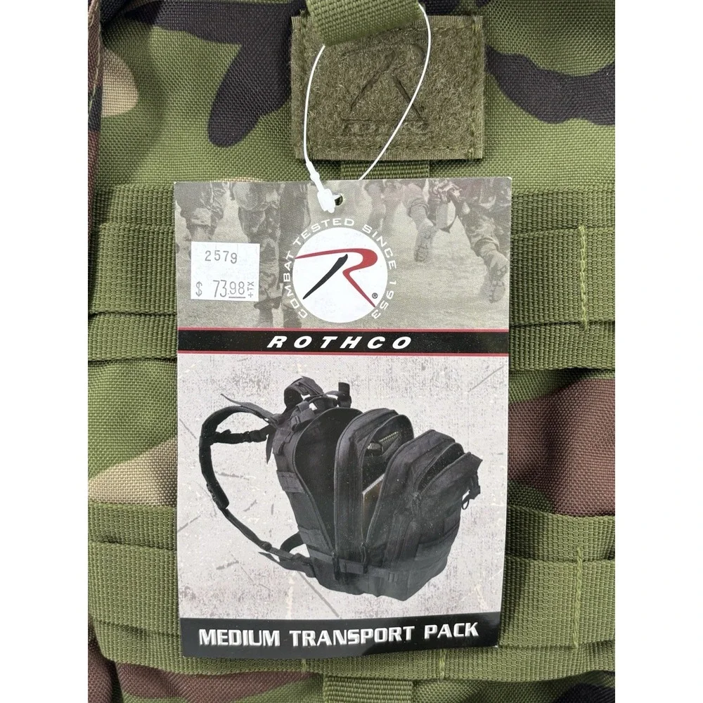 Rothco Woodland Camo Medium Transport Pack MOLLE Tactical Backpack 2579 NEW